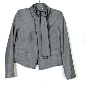 Banana Republic Herringbone Blazer w Sash Wool Blend Crop Size 6 EUC